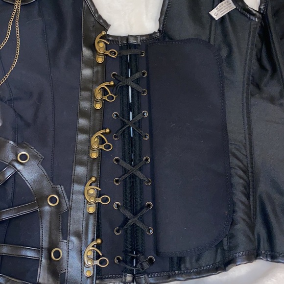 Bustier Corset Top, Chain, Grommets & rivet accents. Black Sz S NWOT - Picture 13 of 16
